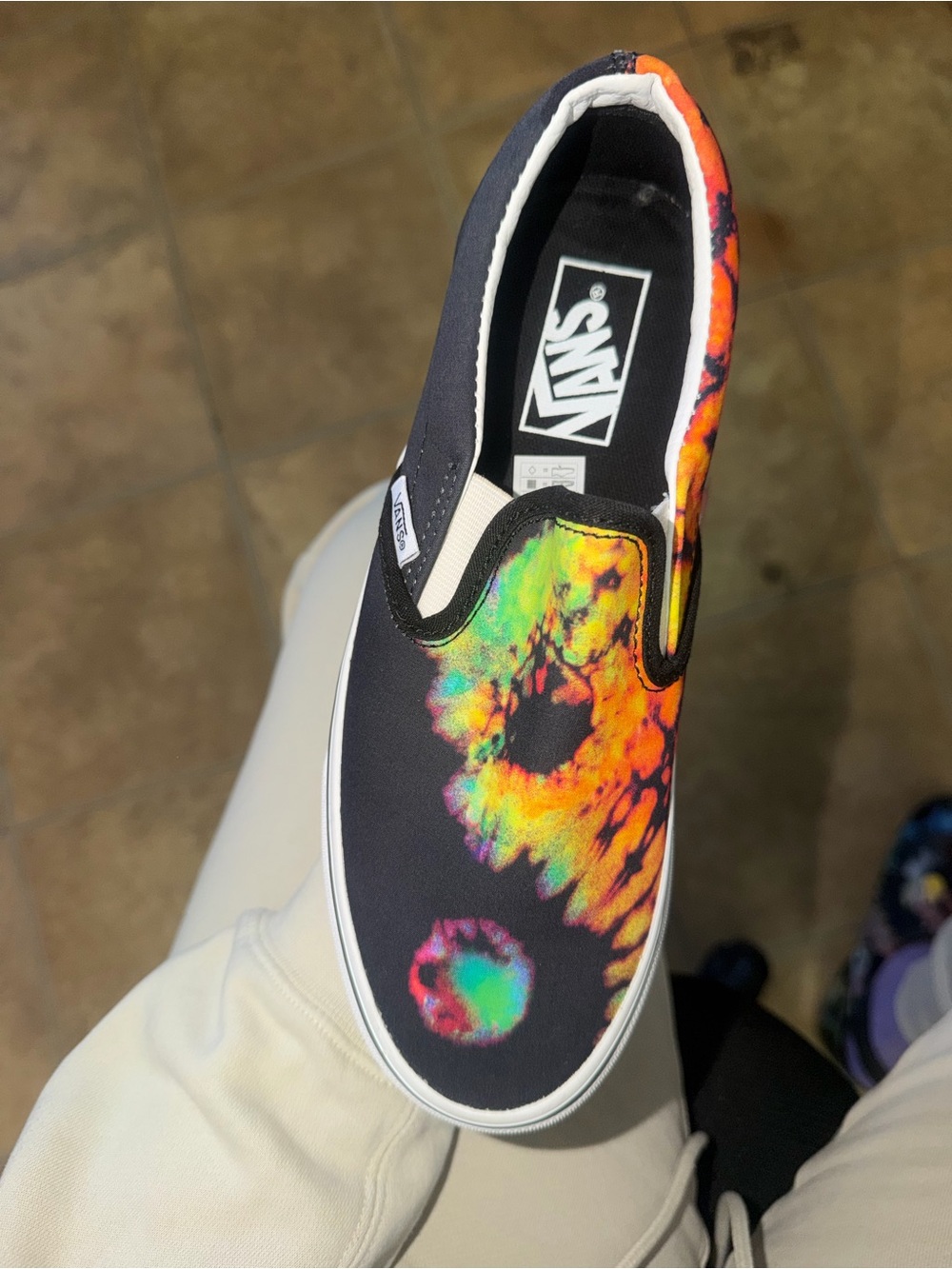 Vans Black Slip-On with Neon Tie-Dye Skull